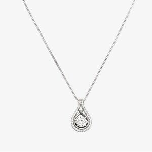 2 Carat Moissanite Teardrop Halo Pendant Necklace in 925 Sterling Silver + GRA